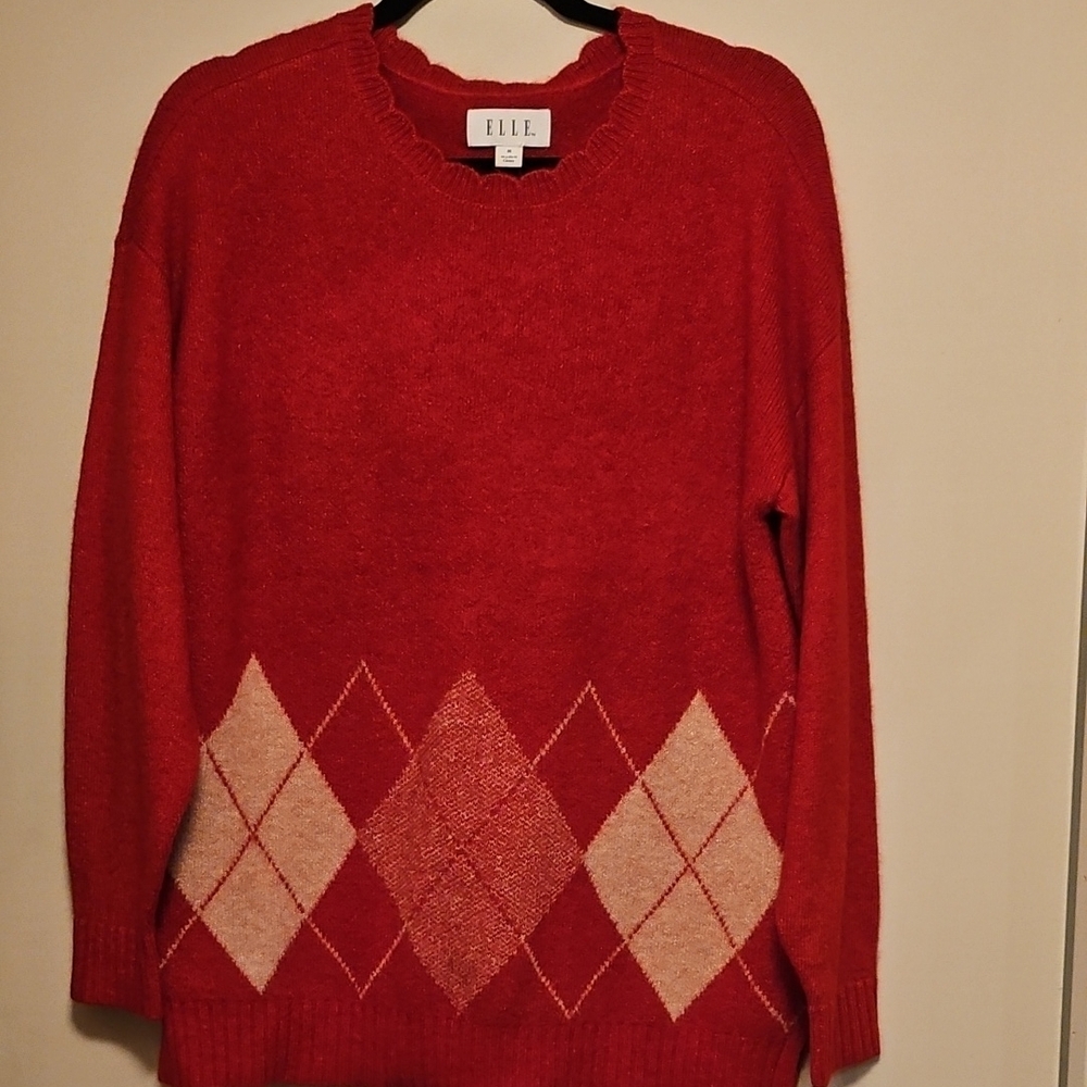Red Argyle Sweater by Elle